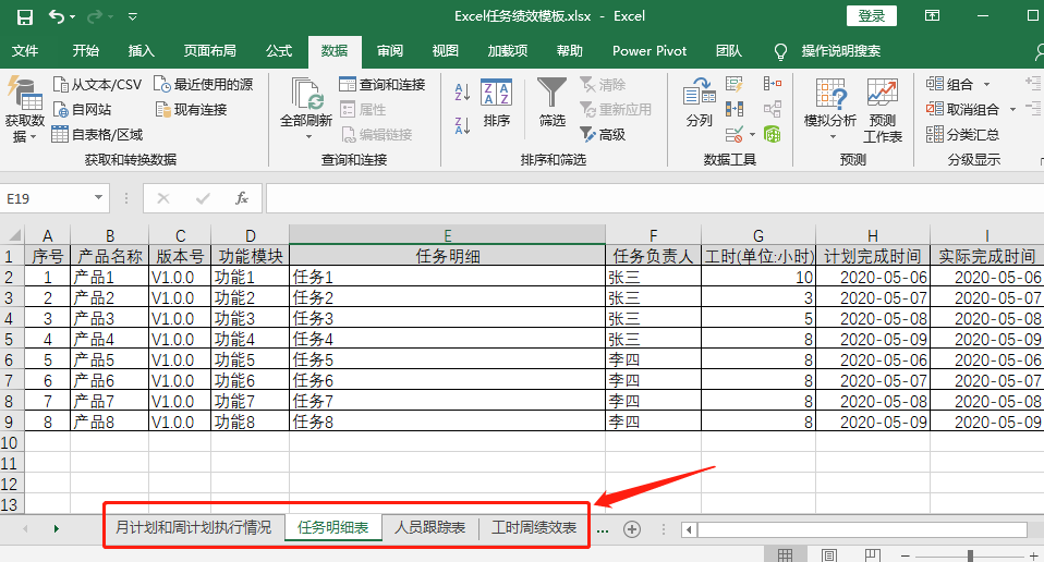 Excel任务绩效模板